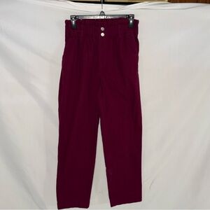 LOFT Outlet Burgundy High-Rise Straight Leg Elastic Waist Pants XS EUC